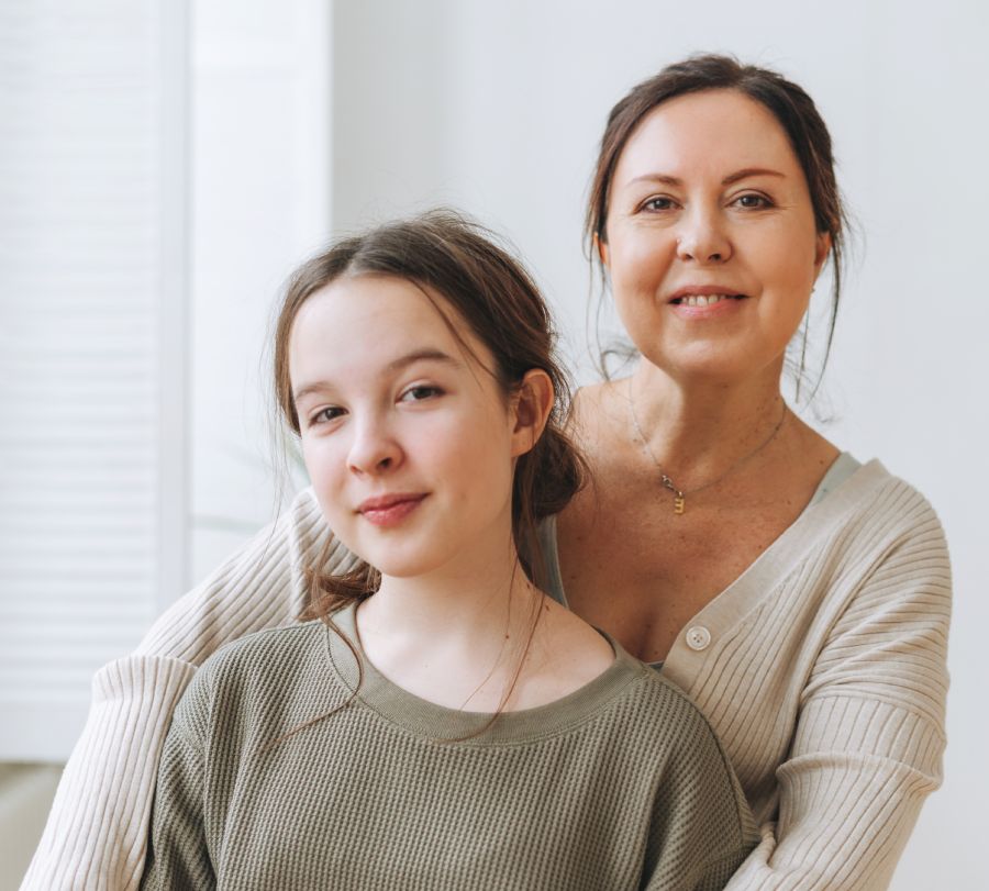 Compassionate Care-giver and a young teenager